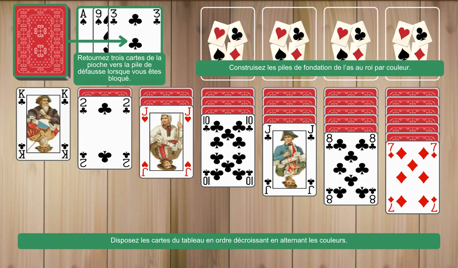 Configuration du Solitaire 3 cartes